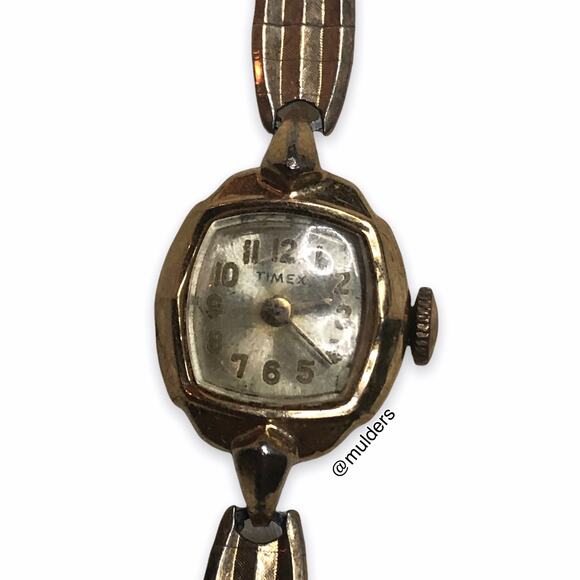 FOR PARTS Vintage Ladies Timex Gold Tone Bracelet 1/20 10k Gf Tops Watch Band - Picture 1 of 13